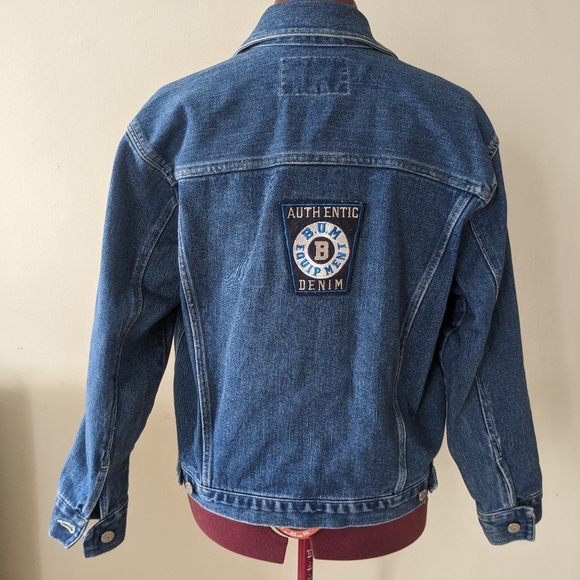 Vintage 90s BUM Equipment patch denim jacket size small blue jeans patches - Picture 4 of 5